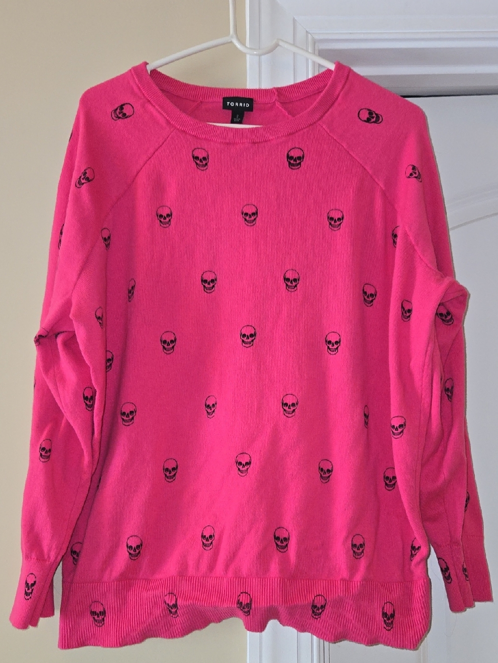 torrid Bright Pink Ribbed Crewneck Sweater